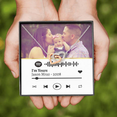 Personalized Our Song Interlocking Hearts Necklace - Love You This Much